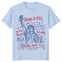 Keep It 100 Patriotic Shirt | Land Sky Sea 4th July Independence Tee | Cuccico