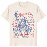 Keep It 100 Patriotic Shirt | Land Sky Sea 4th July Independence Tee | Cuccico