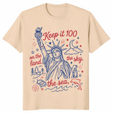 Keep It 100 Patriotic Shirt | Land Sky Sea 4th July Independence Tee | Cuccico