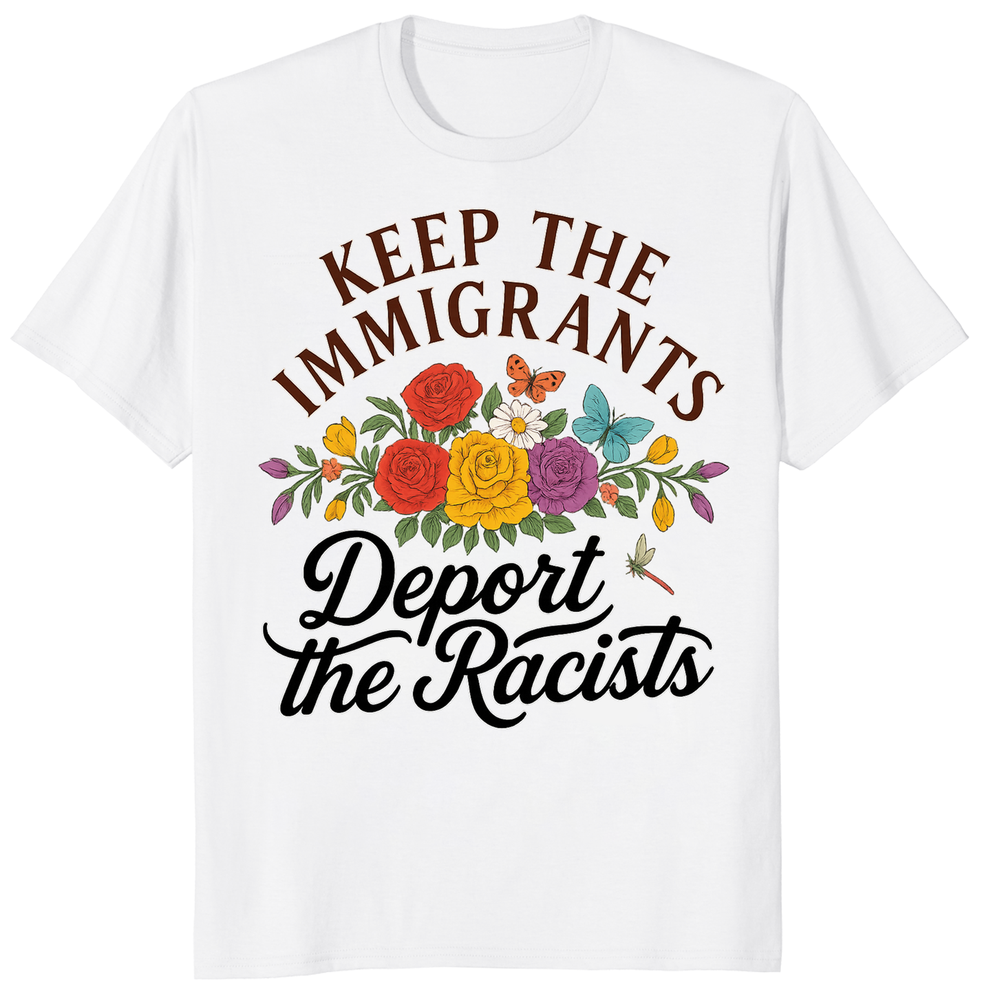 Keep the Immigrants Deport the Racists T-Shirt in White by Cuccico