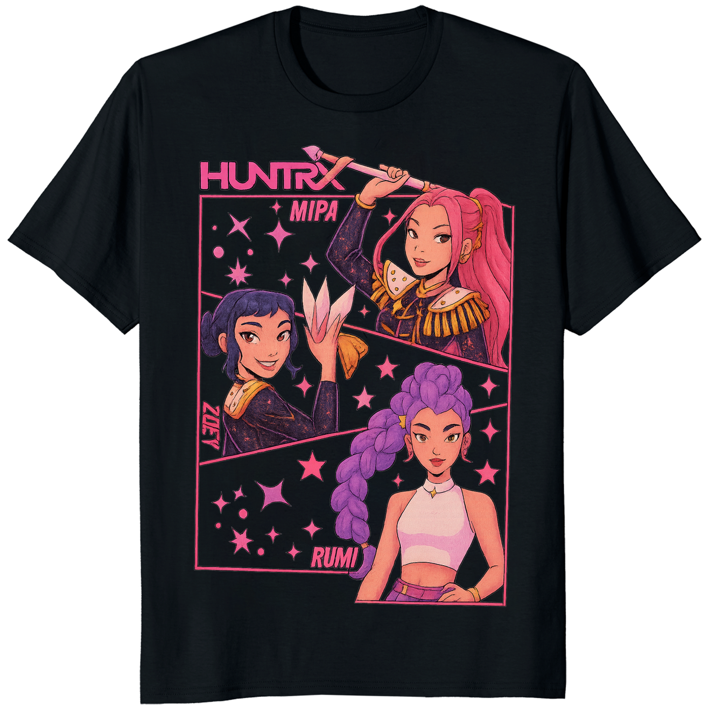 Kpop Demon Hunters HUNTR/X graphic tee in black by Cuccic