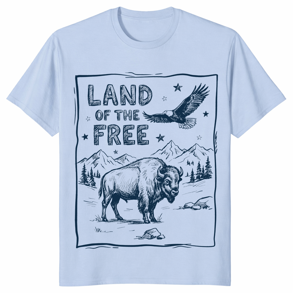 Land of the Free 250 Retro America Shirt in Light Blue