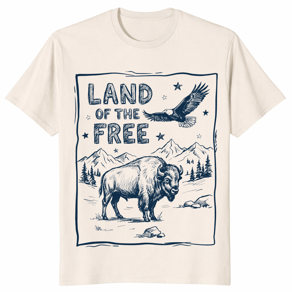 Land of the Free 250 Vintage America Tee in Natural