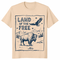 Land of the Free 250 4th of July Patriotic Tee in Sand