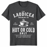 Laodicea Brewing Co shirt in dark heather grey unisex cotton tee