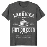 Laodicea Brewing Co shirt in dark heather unisex cotton tee