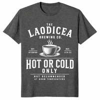 Laodicea Brewing Co shirt in dark heather unisex cotton tee