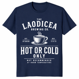 Laodicea Brewing Co shirt in navy unisex cotton tee