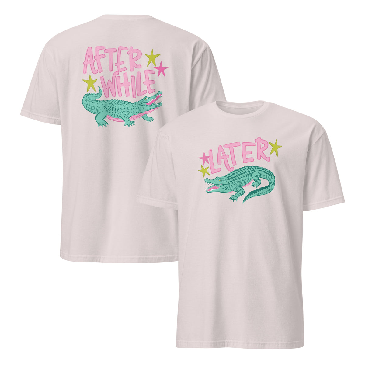 Later After While Alligator T Shirt retro alligator shirt in ice grey