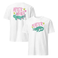Later After While Alligator T Shirt cute alligator graphic tee in white