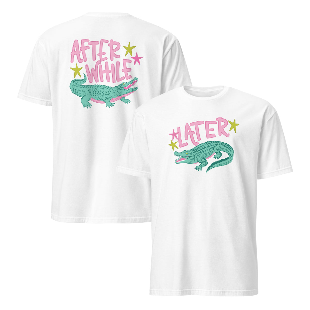 Later After While Alligator T Shirt cute alligator graphic tee in white