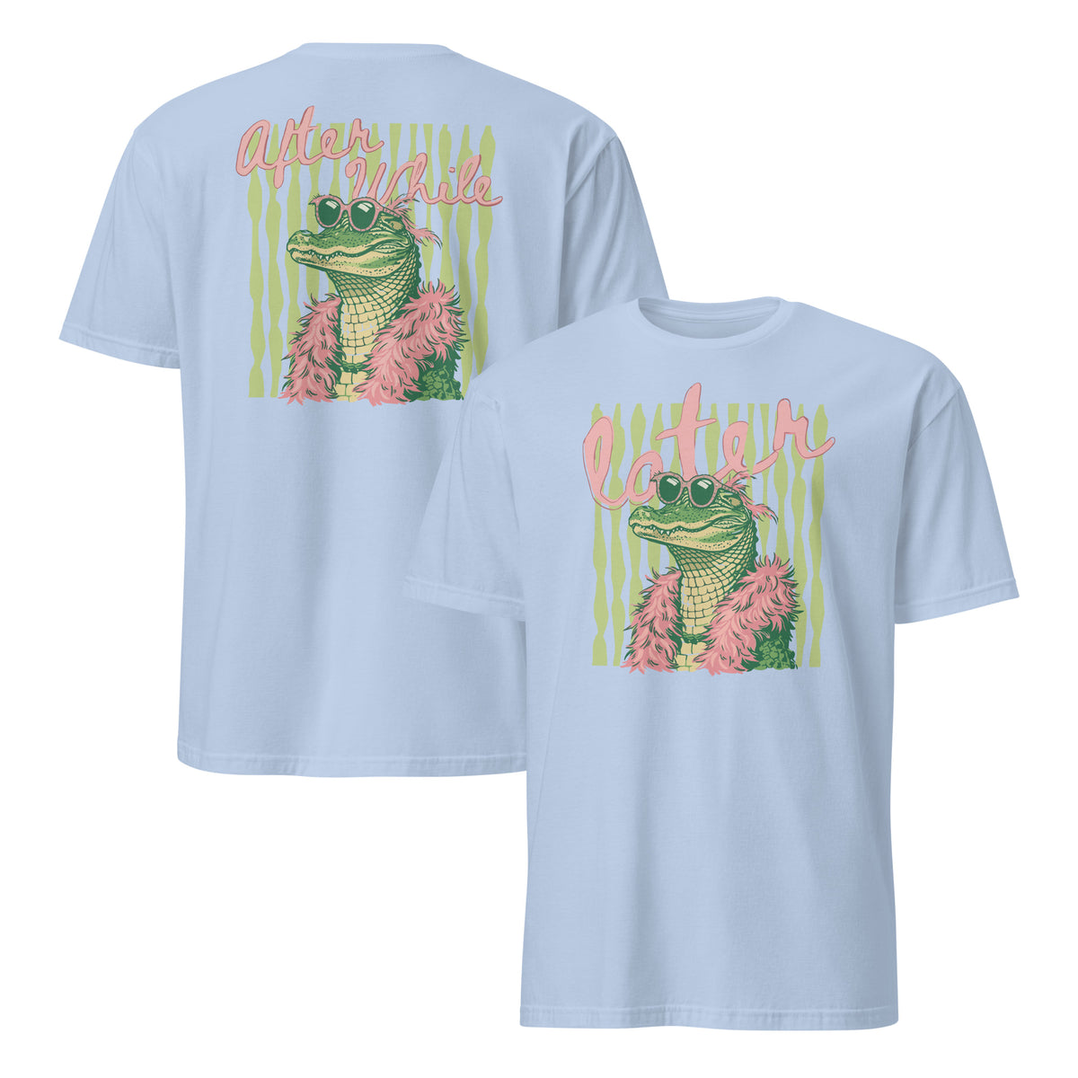 later alligator t shirt funny retro alligator graphic light blue