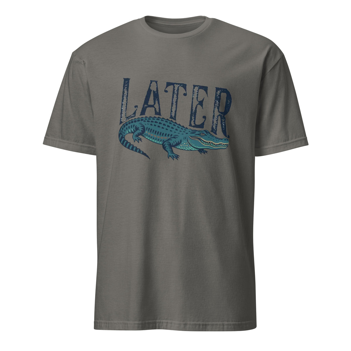 Later Gator T‑Shirt with alligator print in charcoal color by Cuccico