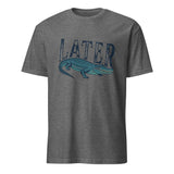 Later Gator T‑Shirt alligator art on heather indigo by Cuccico