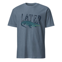 Later Gator T‑Shirt alligator art on heather indigo by Cuccico