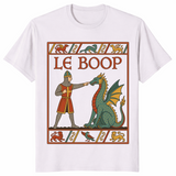 Le Boop medieval dragon knight fantasy t-shirt in ice grey
