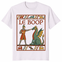 Le Boop medieval dragon knight fantasy t-shirt in ice grey
