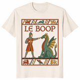 Le Boop medieval dragon knight fantasy t-shirt in natural