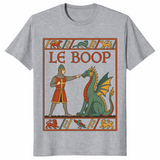 Le Boop medieval dragon knight fantasy t-shirt in sport grey