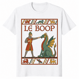 Le Boop medieval dragon knight fantasy t-shirt in white
