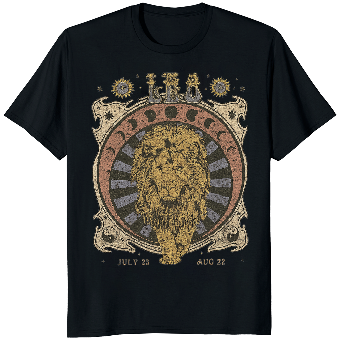 Celestial Leo Zodiac Shirt in black vintage astrology style by Cuccico