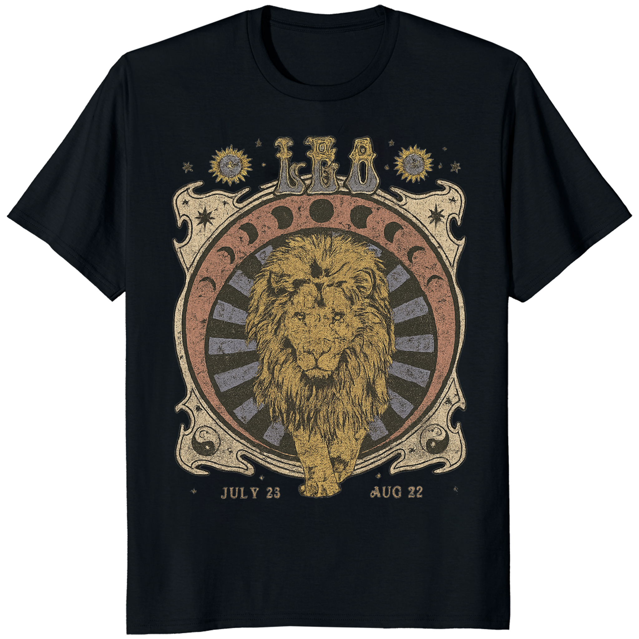 Celestial Leo Zodiac Shirt in black vintage astrology style by Cuccico