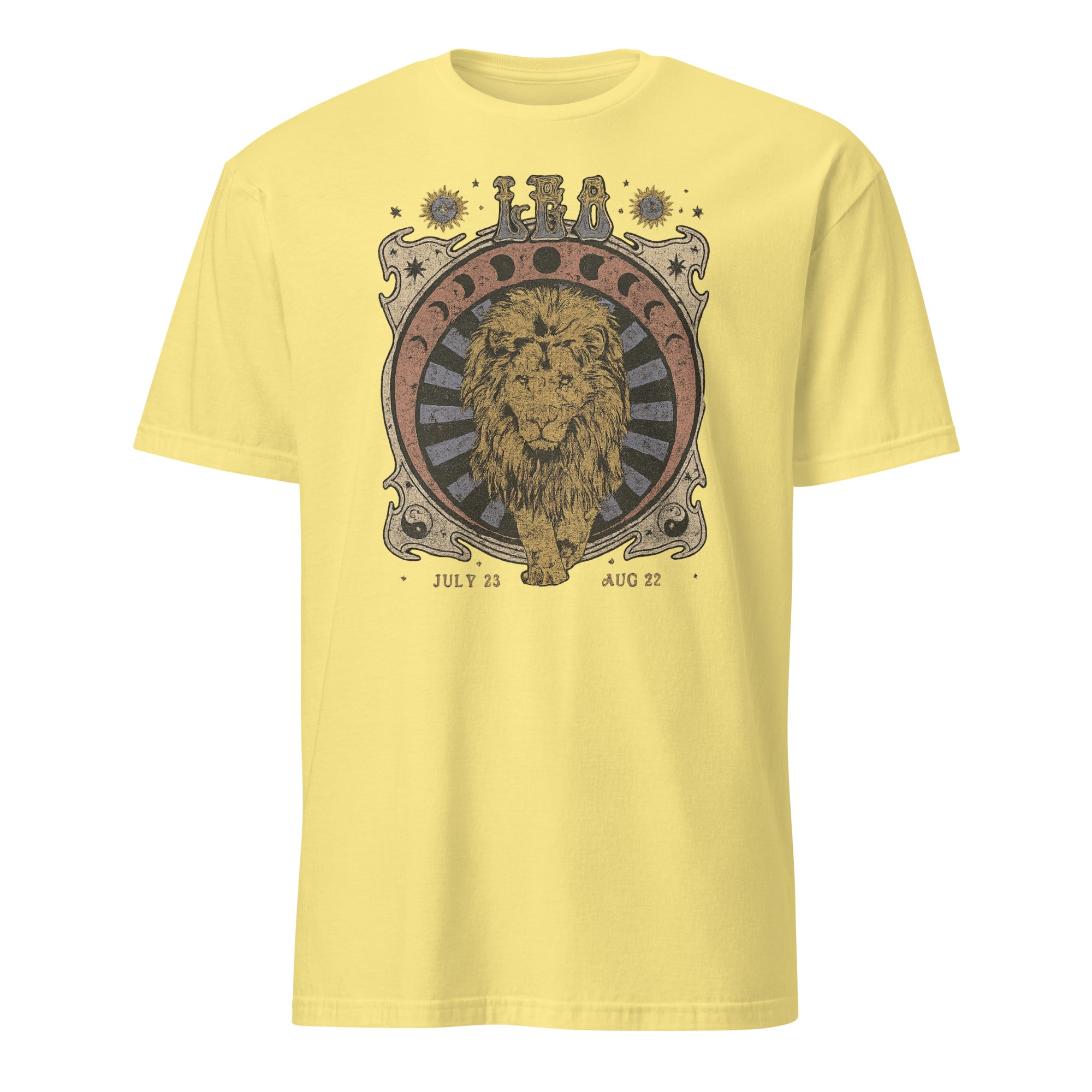 Cuccico vintage astrology t-shirt Leo Zodiac Shirt in cornsilk yellow shade