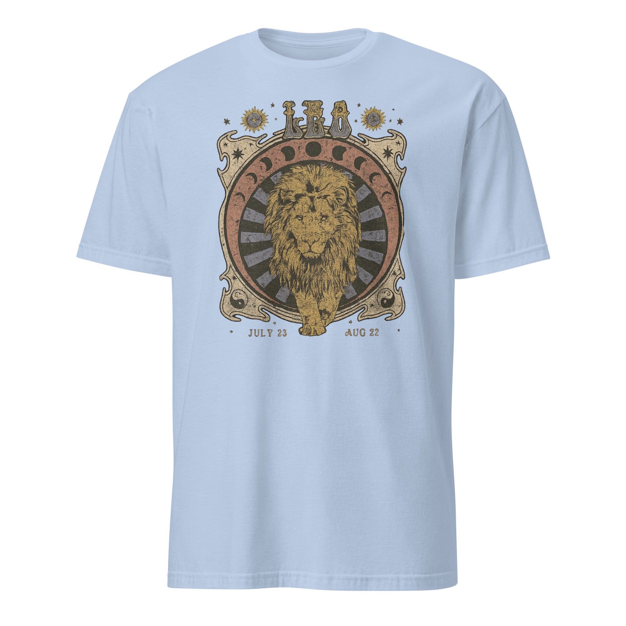 Astrology graphic tee Leo Zodiac Shirt in light blue oversized style by Cuccico