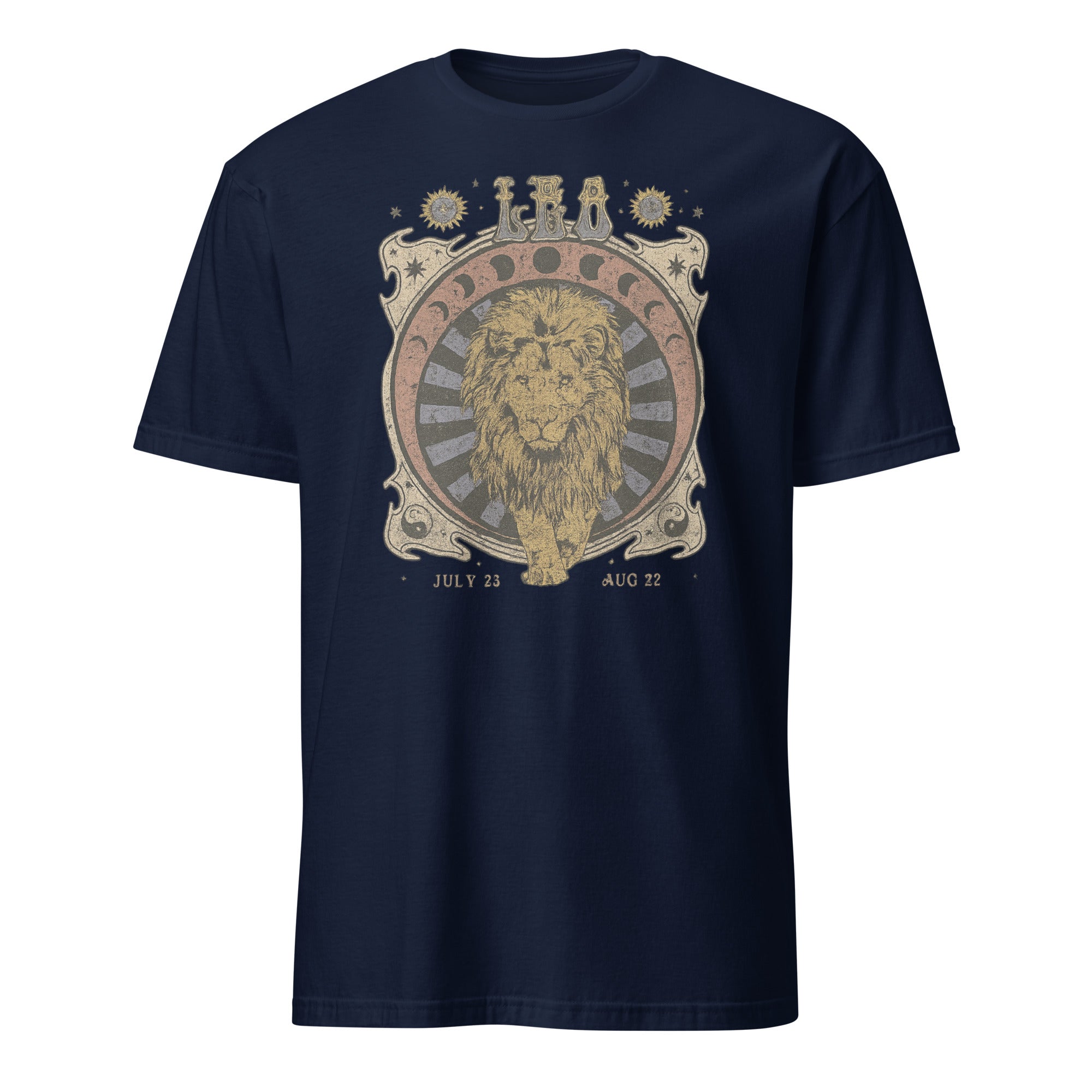 Celestial Leo Zodiac Shirt in navy astrology t-shirt design by Cuccico