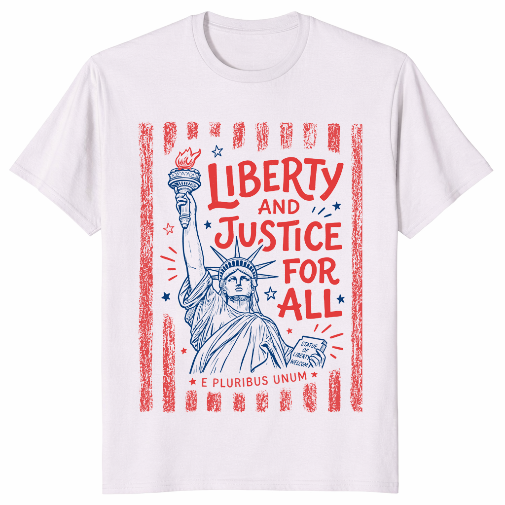 Liberty and justice for all shirt ice grey