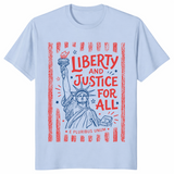 Liberty and justice for all shirt light blue