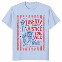 Liberty and justice for all shirt light blue