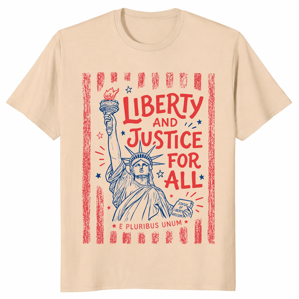 Liberty and justice for all shirt sand