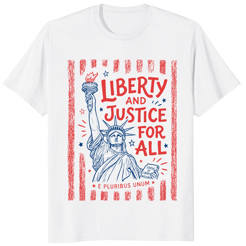 Liberty and justice for all shirt white