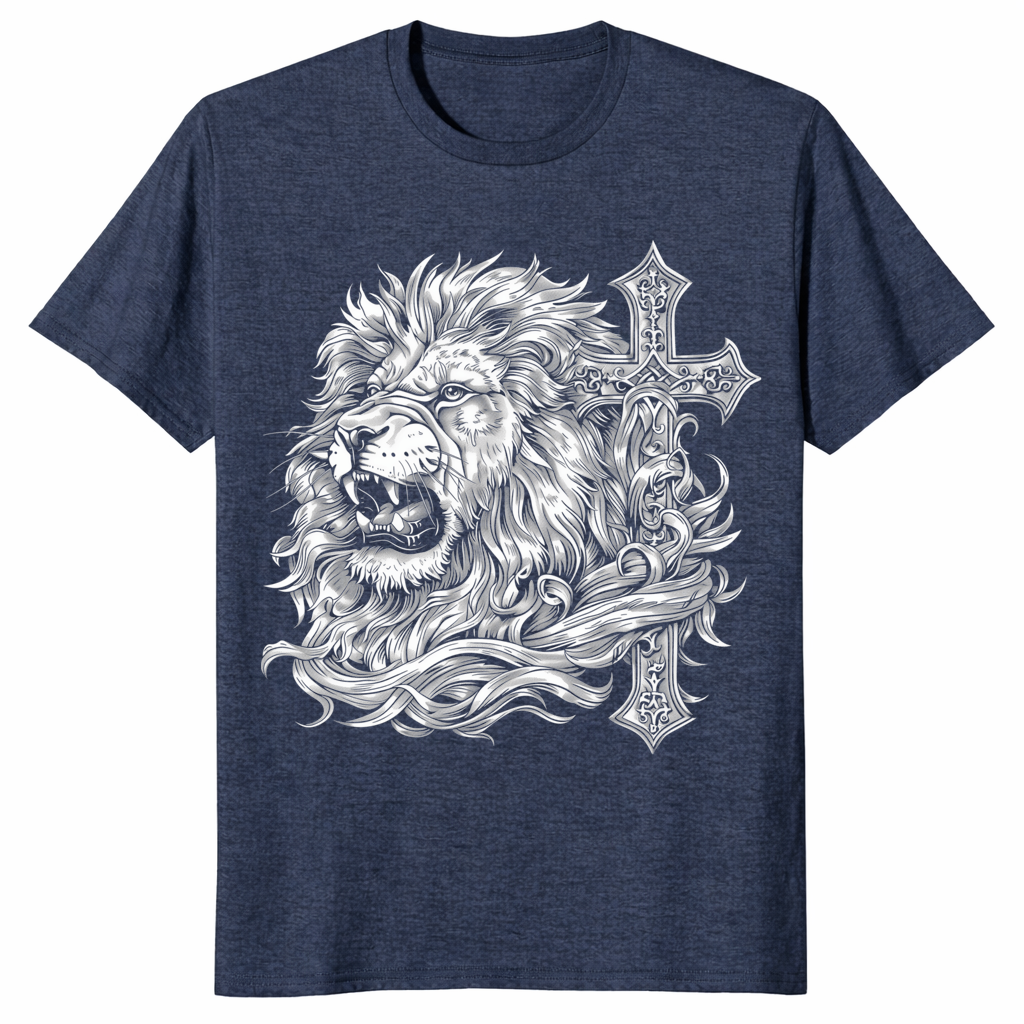 Lion of Judah shirt in heather navy