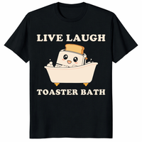 Live Laugh Toaster Bath shirt with cute toaster bathtub graphic on black tee
