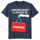 id rather be tjmaxxing shirt heather navy meme design