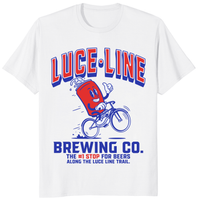 Luce Line Brewing Co shirt on white featuring Luce Line Trail bike beer graphic