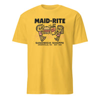 Maid-Rite retro diner tee in daisy yellow by Cuccico, Greenville Ohio retro shirt