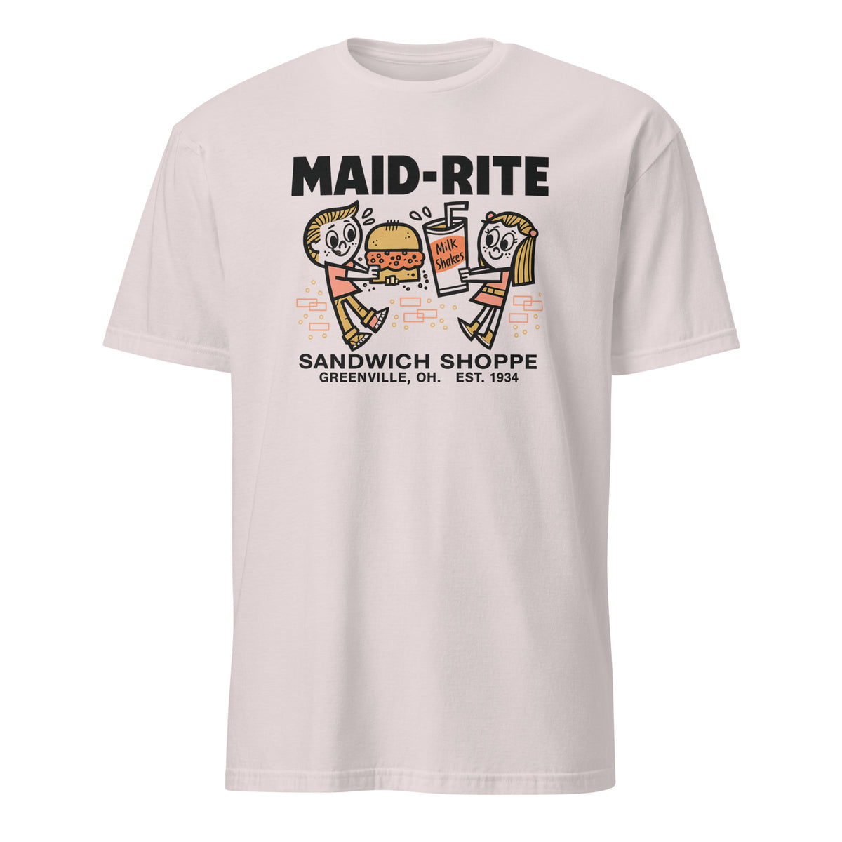 Maid-Rite retro diner tee in ice grey by Cuccico, retro diner inspired heritage shirt
