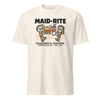 Maid-Rite retro diner tee in natural beige by Cuccico, Greenville Ohio classic diner shirt