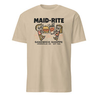 Maid-Rite retro diner tee in sand color by Cuccico, vintage diner style shirt