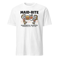 Maid-Rite retro diner tee in white by Cuccico, Greenville Ohio heritage shirt