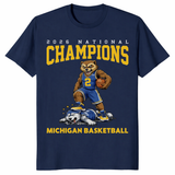 Maize and blue basketball champions tee for game day fans