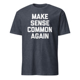 Make Sense Common Again parody tee in heather navy by Cuccico