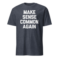 Make Sense Common Again parody tee in heather navy by Cuccico