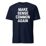 Make Sense Common Again parody tee in navy by Cuccico