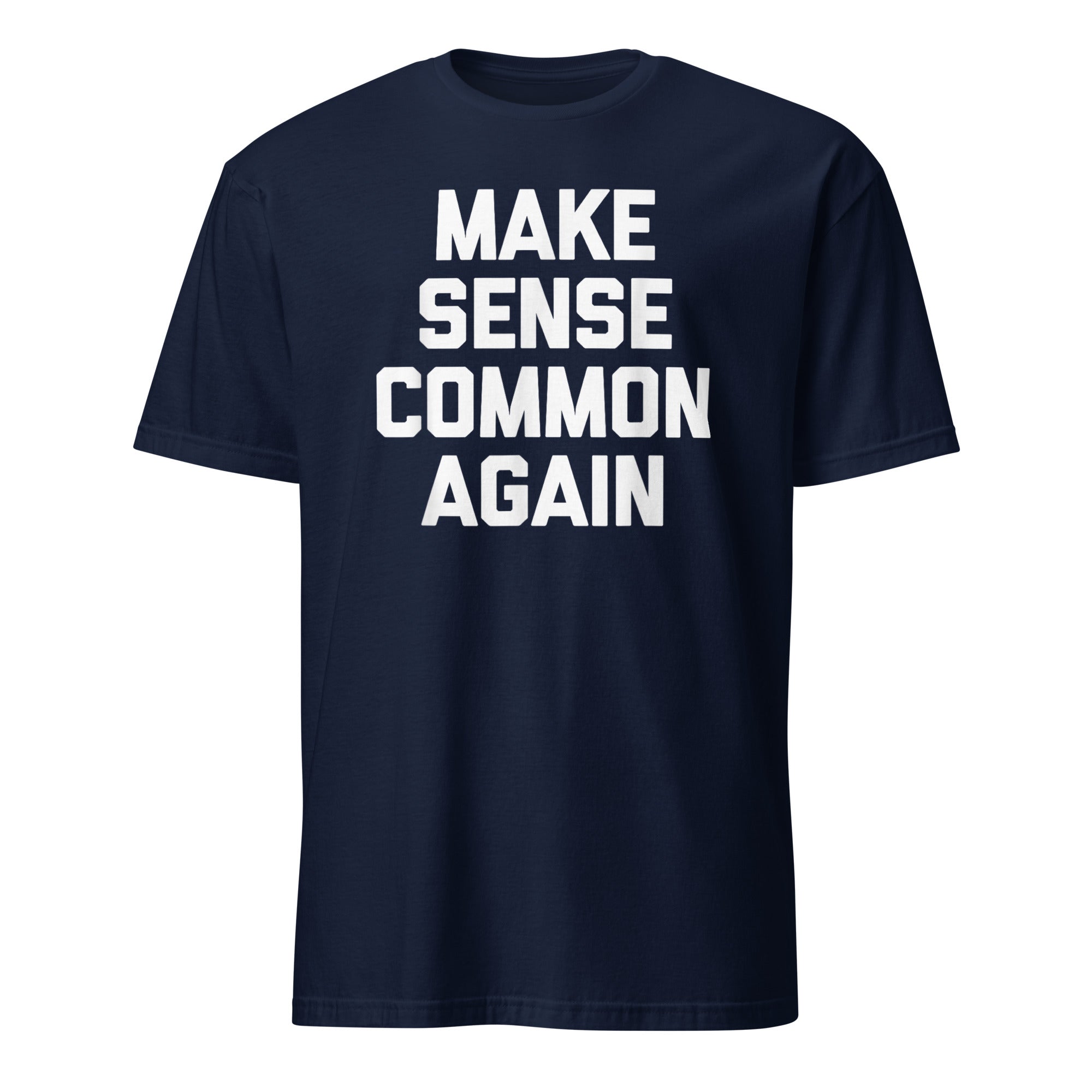 Make Sense Common Again parody tee in navy by Cuccico