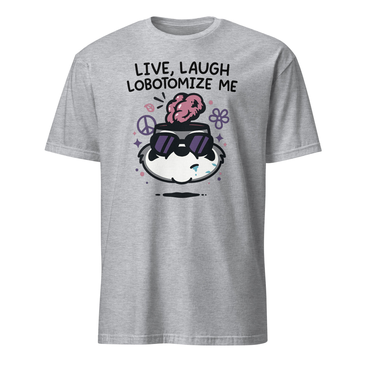 Cuccico Mandatoryfunday Live Laugh Lobotomy 2025 Shirt in Sport Grey, dark humor graphic tee