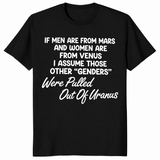 Men are from Mars, women are from Venus shirt mockup, inclusive humor tee